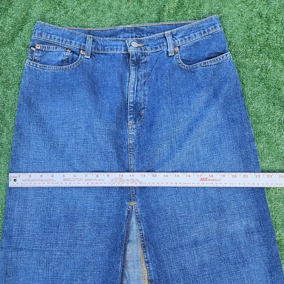 Vintage Polo Jeans Company Ralph Lauren Long Denim Skirt with Front Slit Size 12 - Picture 11 of 16